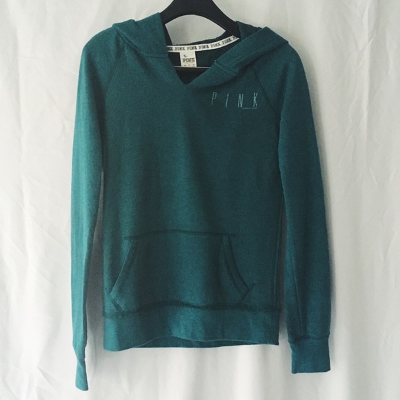 PINK Victoria's Secret Tops - Sea Green Victoria's Secret Pink Hooded Sweatshirt